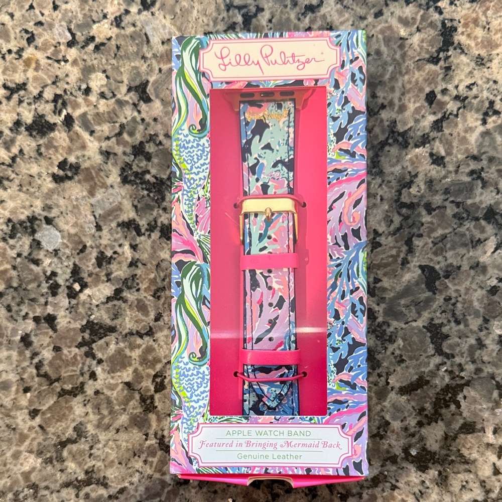 Lilly Pulitzer Apple Leather Watch Band in Bringing Mermaid Back - BNWT